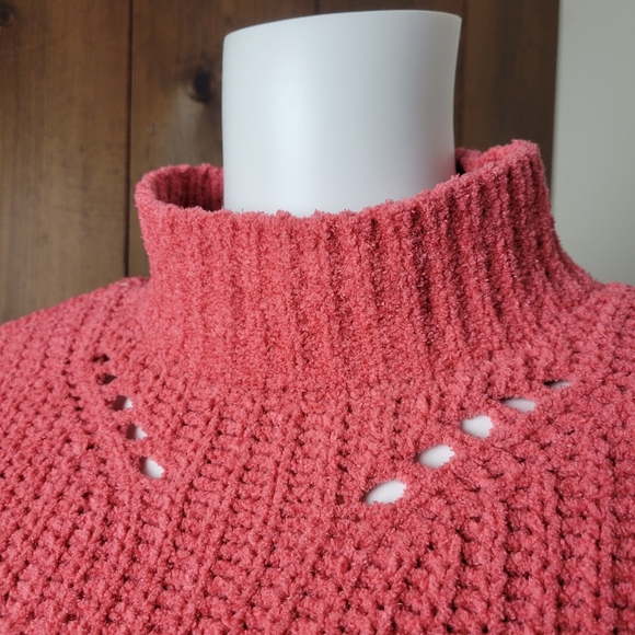 Maurices Chenille Coral Mock Neck Open Weave Sweater - Picture 5 of 12